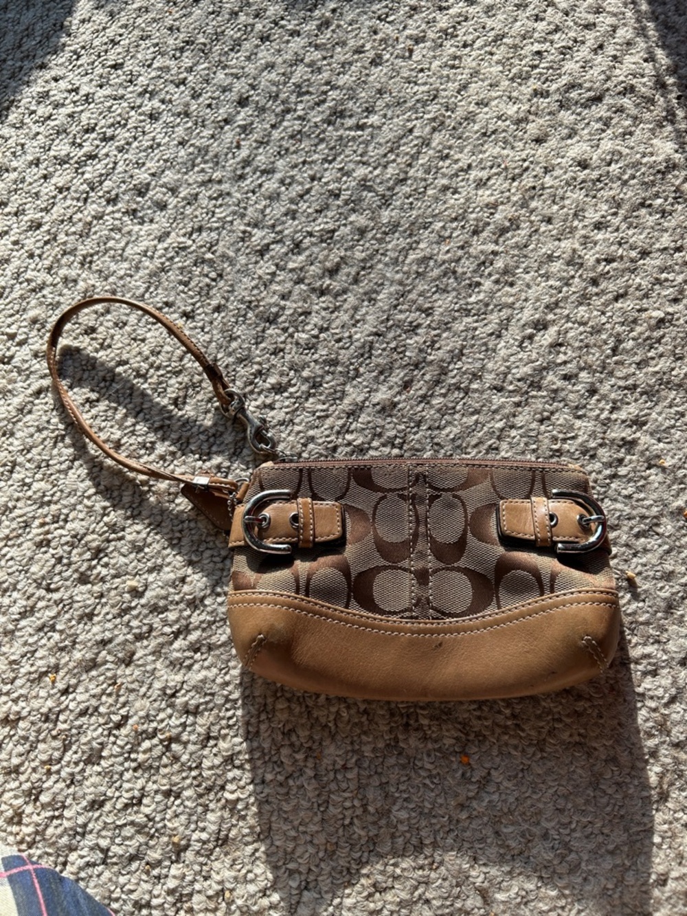 Coach Tan & Brown Signature Canvas Wristlet